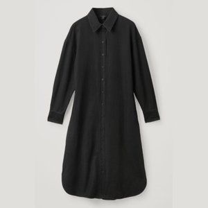 COS - ORGANIC COTTON FITTED DENIM SHIRT DRESS - Black